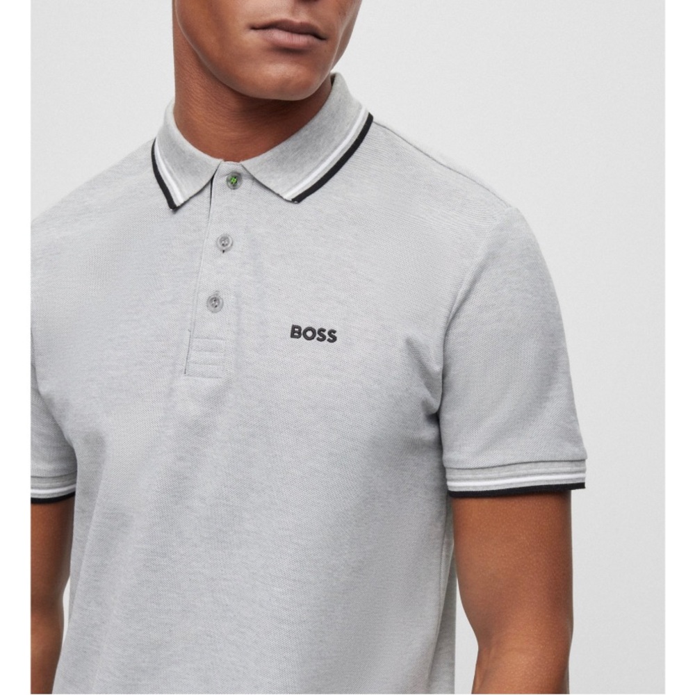Hugo Boss Light Gray Polo with Black Trim